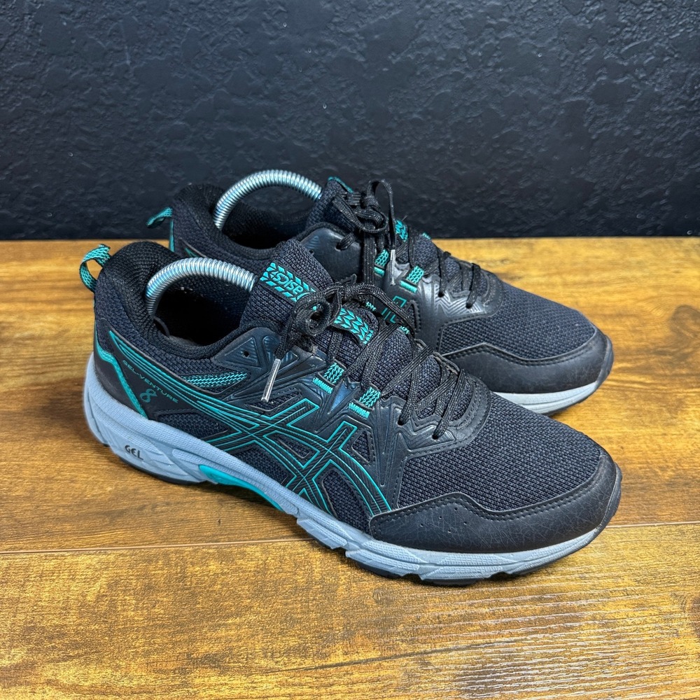 Asics Gel-Venture 8 1012B230 Black Teal Trail Running Shoes Womens 10